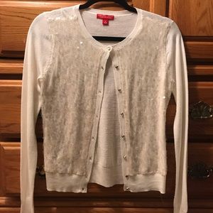 New York & Company white sequin cardigan